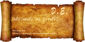Dömsödi Ernő névjegykártya